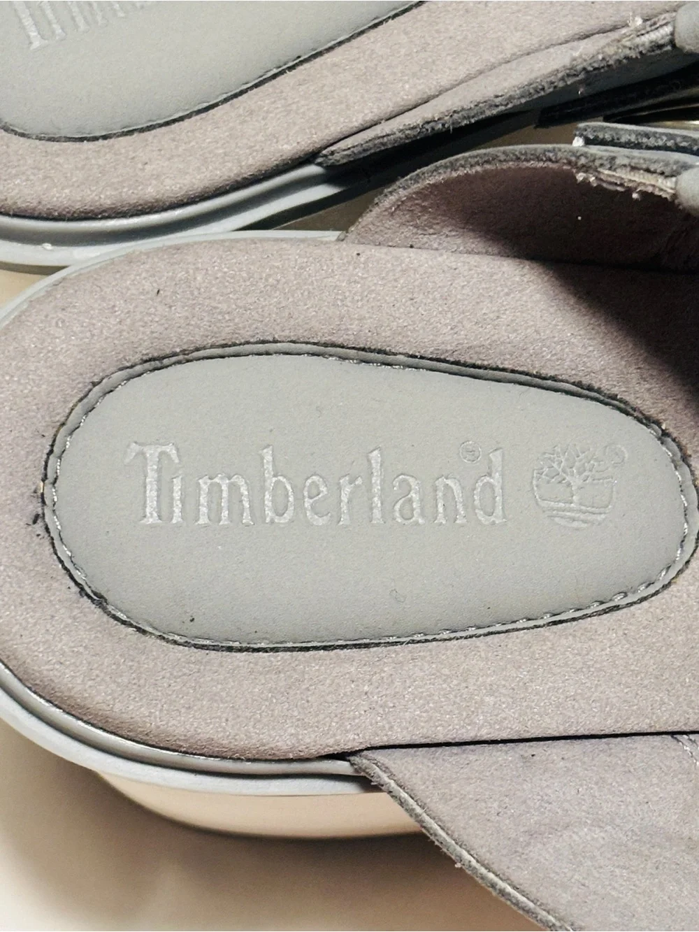 Timberland Grey Nubuck Leather Wedge Sandals Platform Strap Women’s Size 11